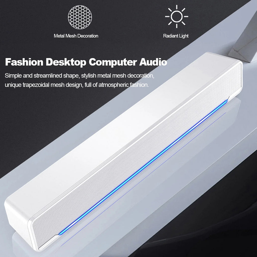 Andoer -196  Wired Computer Speaker Bar Stereo Subwoofer Powerful  Player Bass Surround Sound Box 3.5mm Audio Input for  Laptop Smartphone Tablet