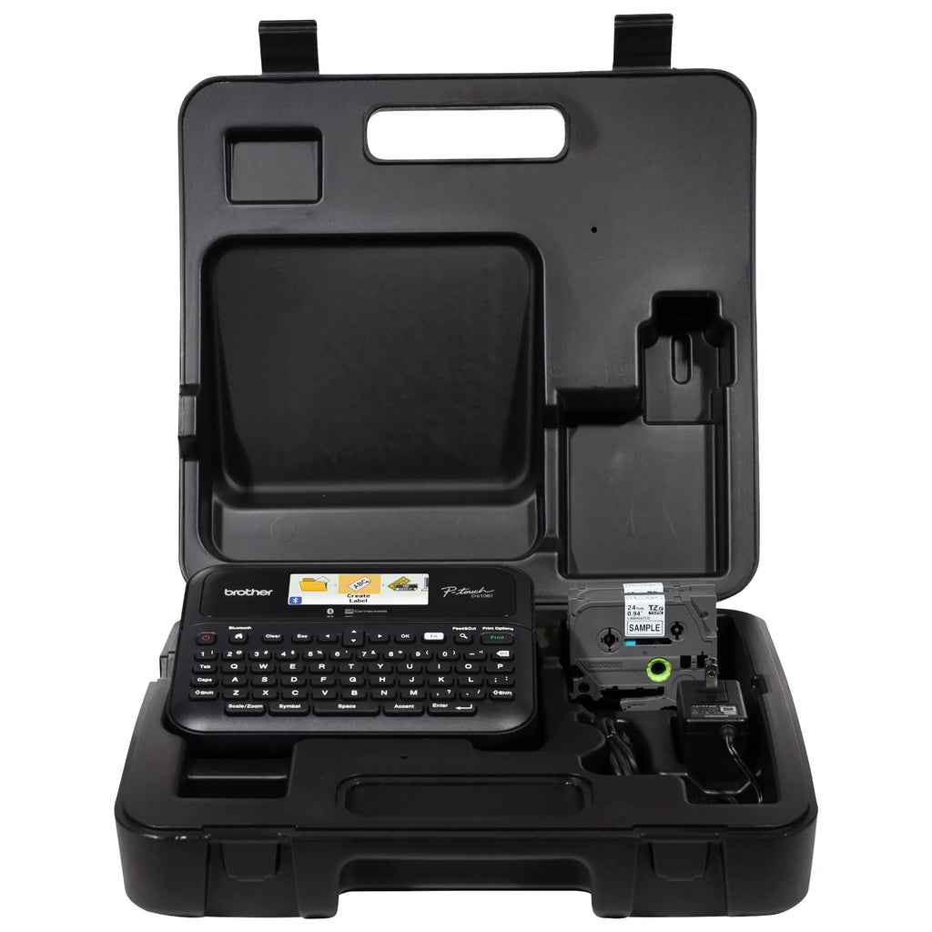 Brother -touch Business Professional Connected Label Maker - with Bluetooth® Connectivity, includes carry case and 4m Black Print on Clear Sample Label Tape ~1/2” (12mm).
