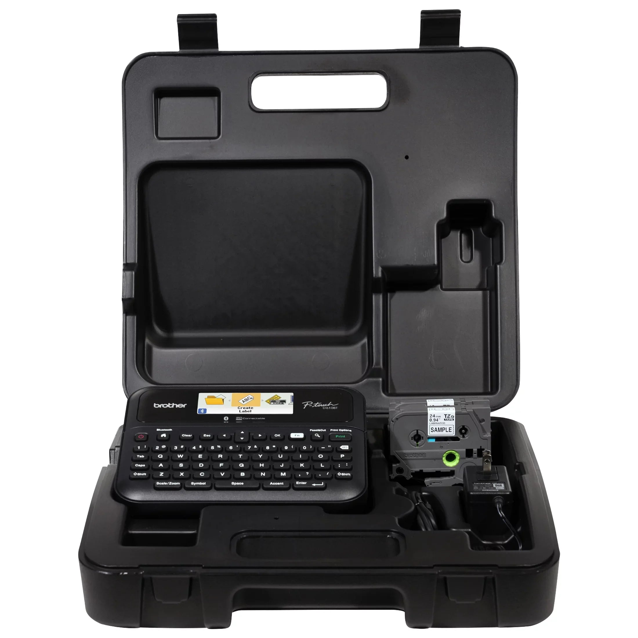 Brother -touch Business Professional Connected Label Maker - with Bluetooth® Connectivity, includes carry case and 4m Black Print on Clear Sample Label Tape ~1/2” (12mm).