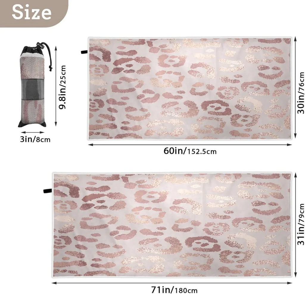 Bestwell Leopard Beach Towel Oversized Towel Blanket, Thin Lightweight Microfiber Sand Free Quick Dry Towel, 30”” Multipurpose Pool Bath Yoga Swim Shower Towel