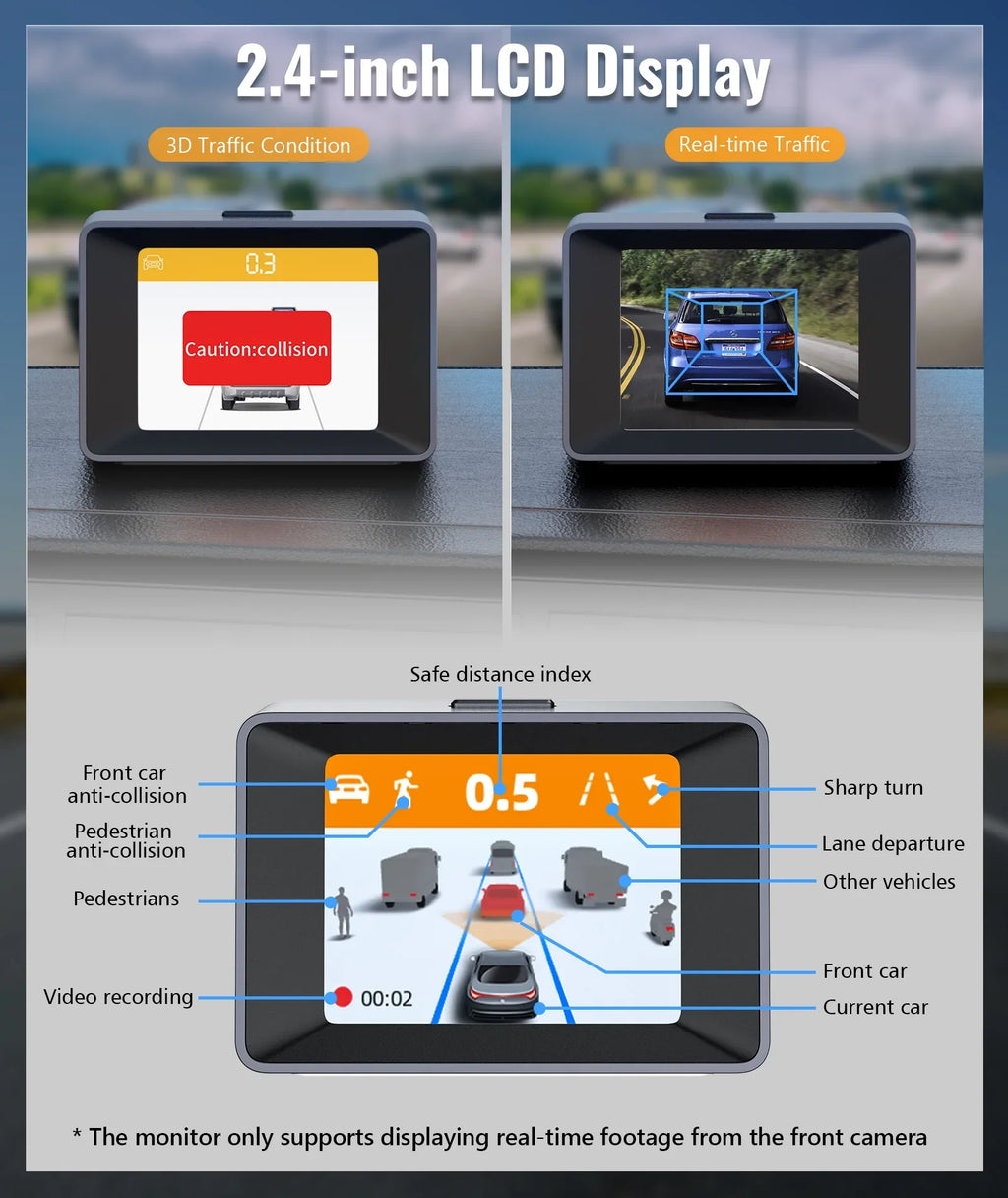 4K Dash Cam Front and Rear, Dual Dash Camera for Cars 4K+1080P -   Collision Avoidance Device, 2.4'' , Built-in 5G WiFi , , Loop Recording, Super Night Vision,   Update