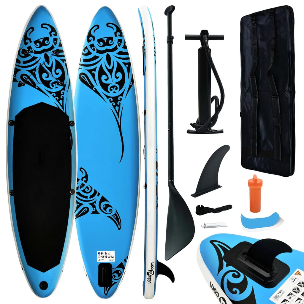 Inflatable Paddleboard Set 126"x29.9"x5.9" Blue