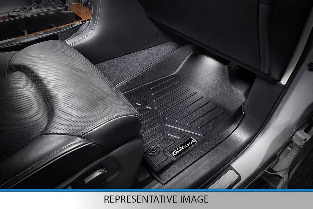 Smartliner  Custom Fit First Row Floor Mat Liners with Vinyl Flooring for 2020-2021 Ford Transit, Black