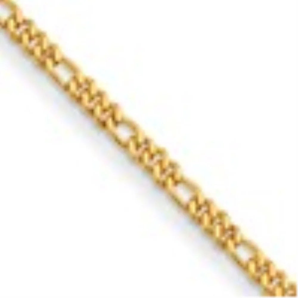 Auriga Fine Jewelry Mother's Day Gift 24k Yellow Gold Polished 4.8mm Solid Figaro 8" Chain Bracelet for Women