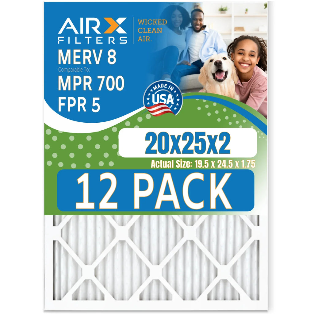 20x25x2 Air Filter  8 Rating, 12 Pack of Furnace Filters Comparable to  700 &  5 - Made in  by     .