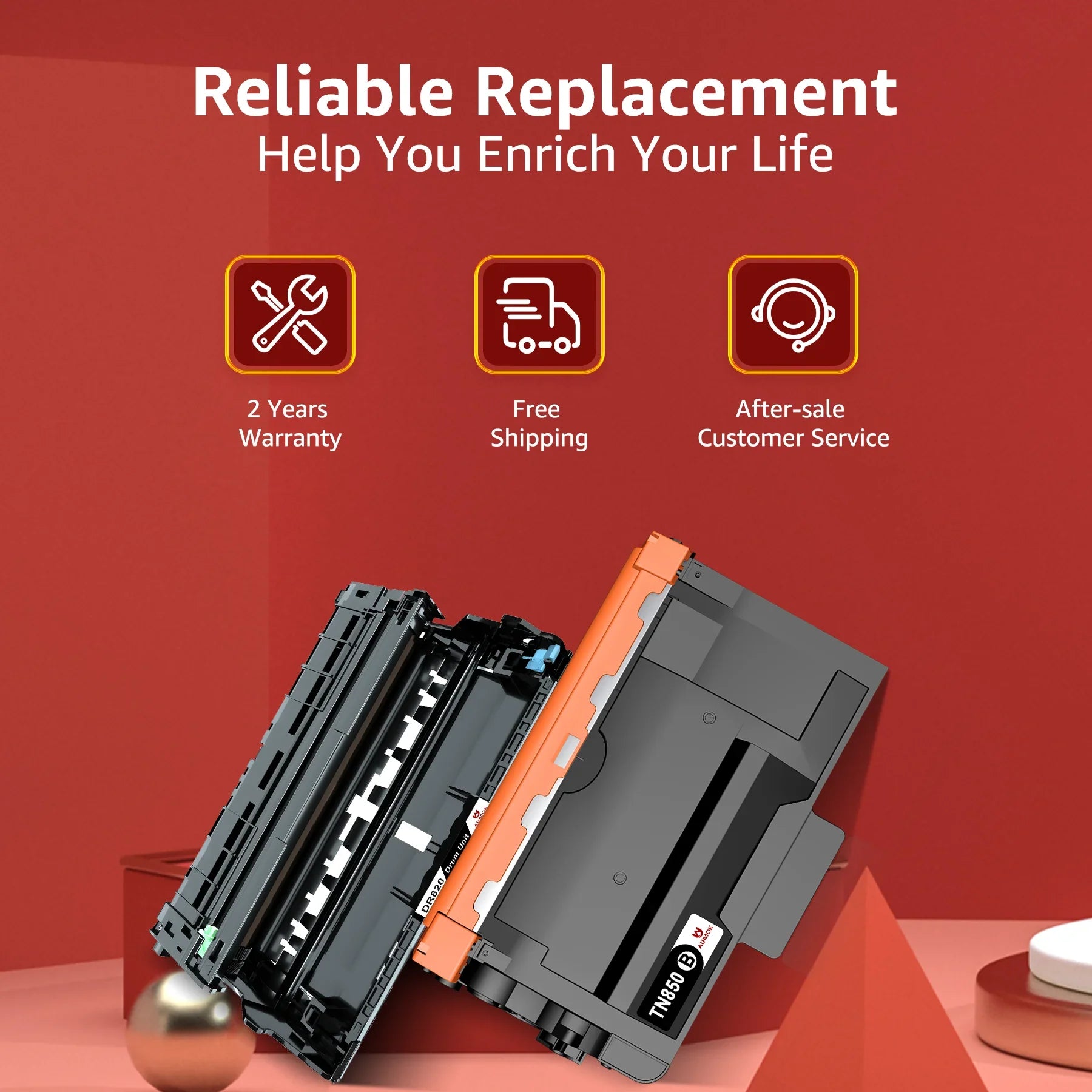 [4x Toner + 1x Drum]Compatible Toner&Drum Cartridge Replacement -850 -820 | Use with - - - - - - Printers, black
