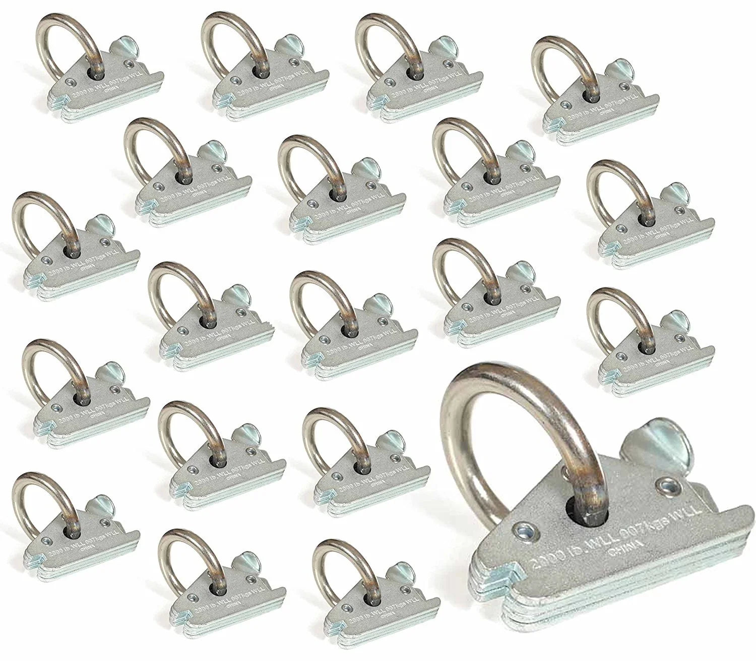20 Heavy Duty -Track  Ring Tie-Down Anchors w/  Track Spring Fittings, Steel -Rings, Tie Down Cargo Loads to ETrack TieDown System in Trailer, Truck, Van, Pickup