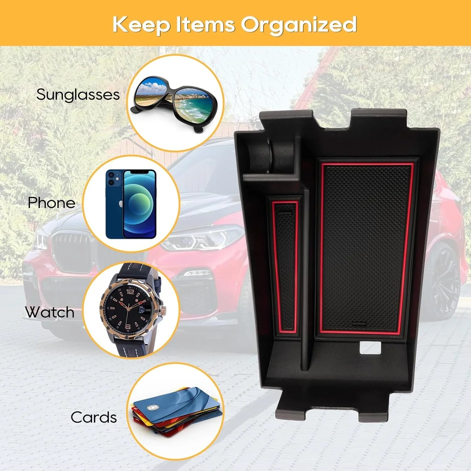 Center Console Organizer for 2019 2020 2021 2022+        Armrest Center Console Organizer Tray Accessories with Coin Sunglasses Holder Secondary Insert Storage Box for