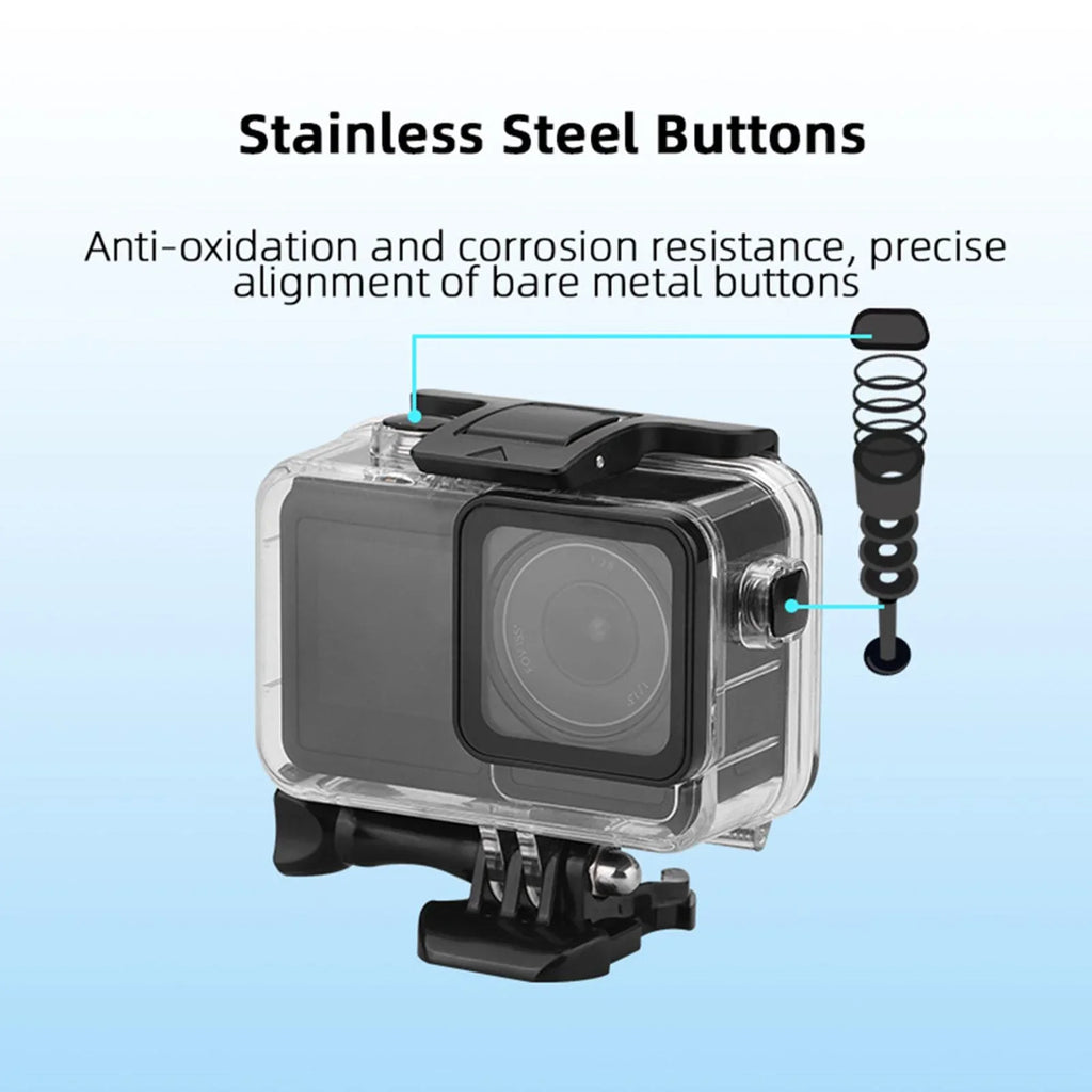 Stainless Steel Transparent Case Waterproof Diving Camera Case for  Action 3 4