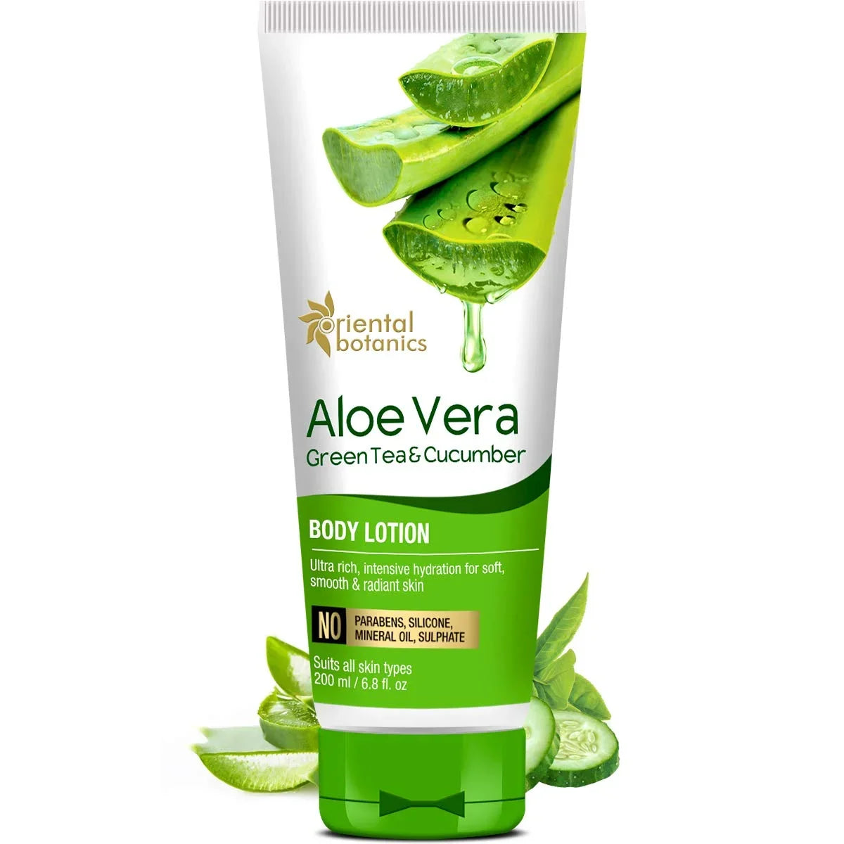 Oriental Botanics Aloe Vera, Green Tea & Cucumber Body Lotion | No Paraben &  - 200ml