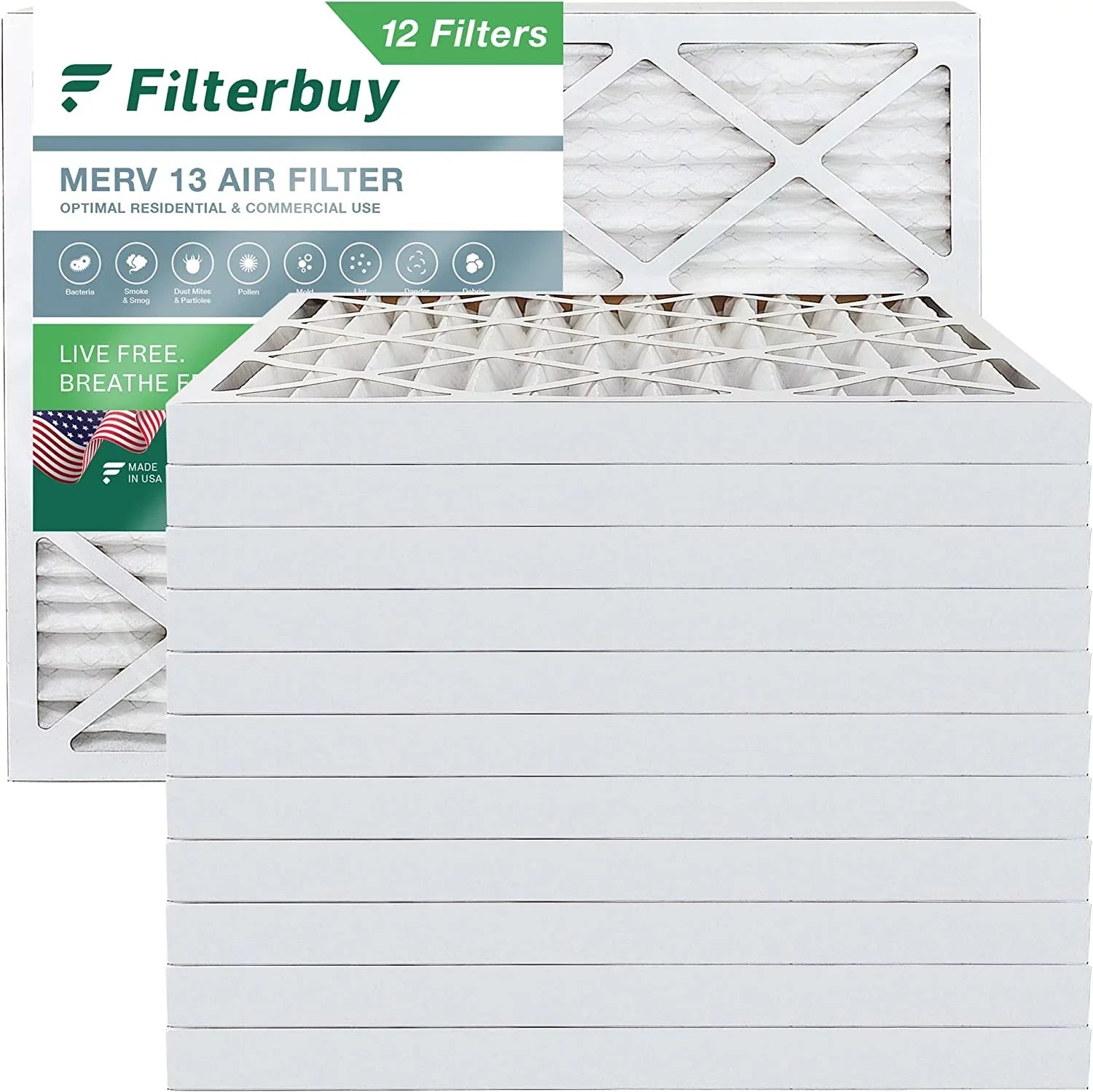 Filterbuy 16x18x2  13 Pleated   Furnace Air Filters (12-Pack)