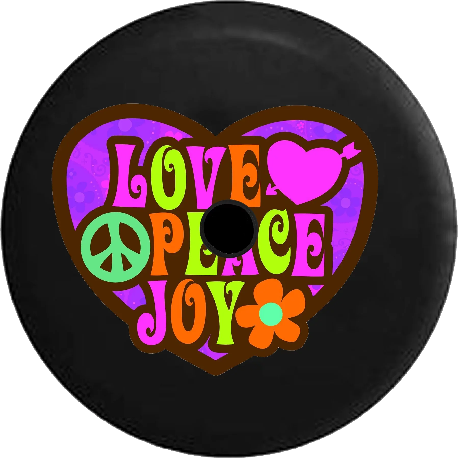 2018 2019 Wrangler  Backup Camera Love Peace Joy Heart Sign Heart Flower Spare Tire Cover for Jeep  32 Inch