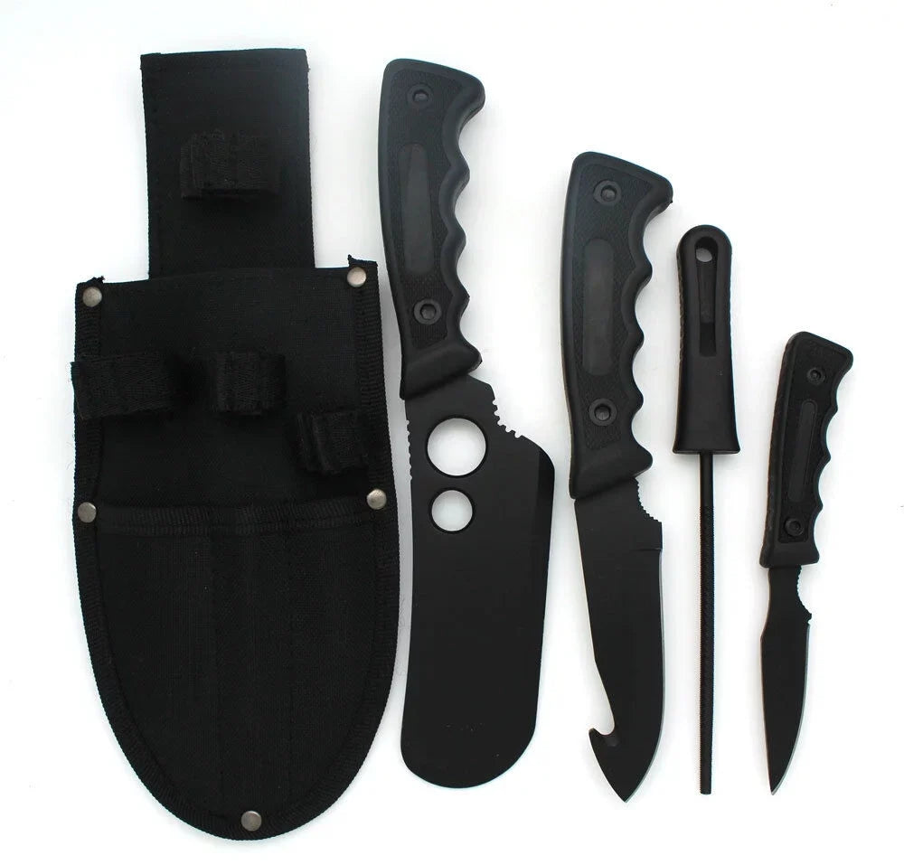 Snake Eye Tactical Heavy Duty 5PC Big Game Hunting Knife Set Black