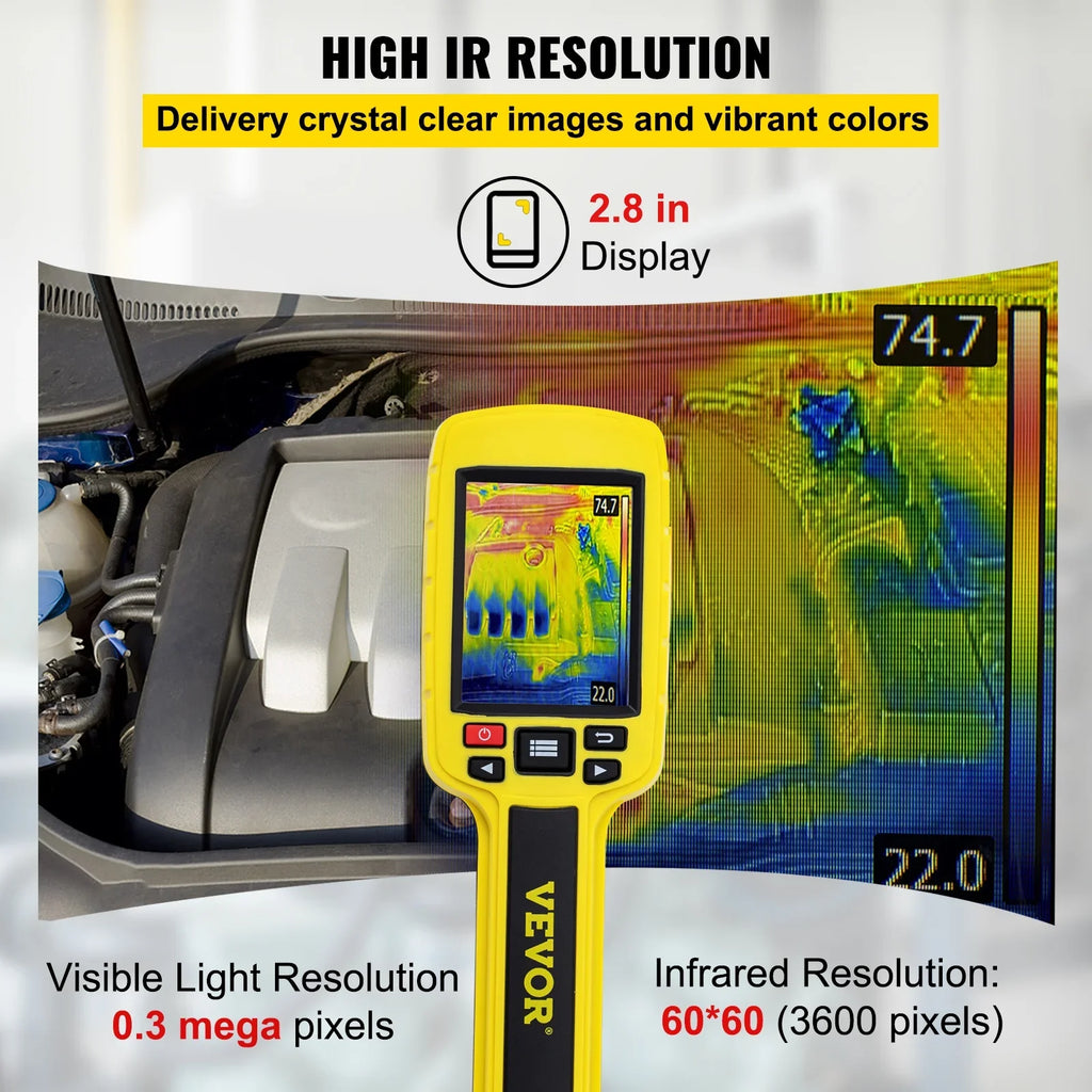Thermal Imaging Camera, 60x60 (3600 Pixels)  Resolution Infrared Camera with 2.8" Color Display Screen, Built-in  Card and Li-ion Battery, for , Electrical System Automatic Detect