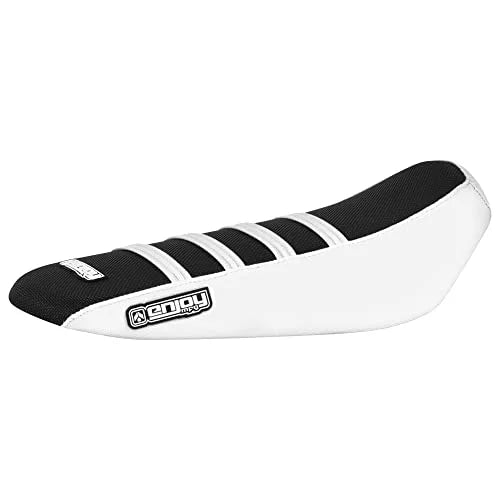 Ribbed Seat Cover - Compatible Fit for Sur Ron Sur-Ron Light Bee  &  -Bike #349 (White & Black w/White Ribs)