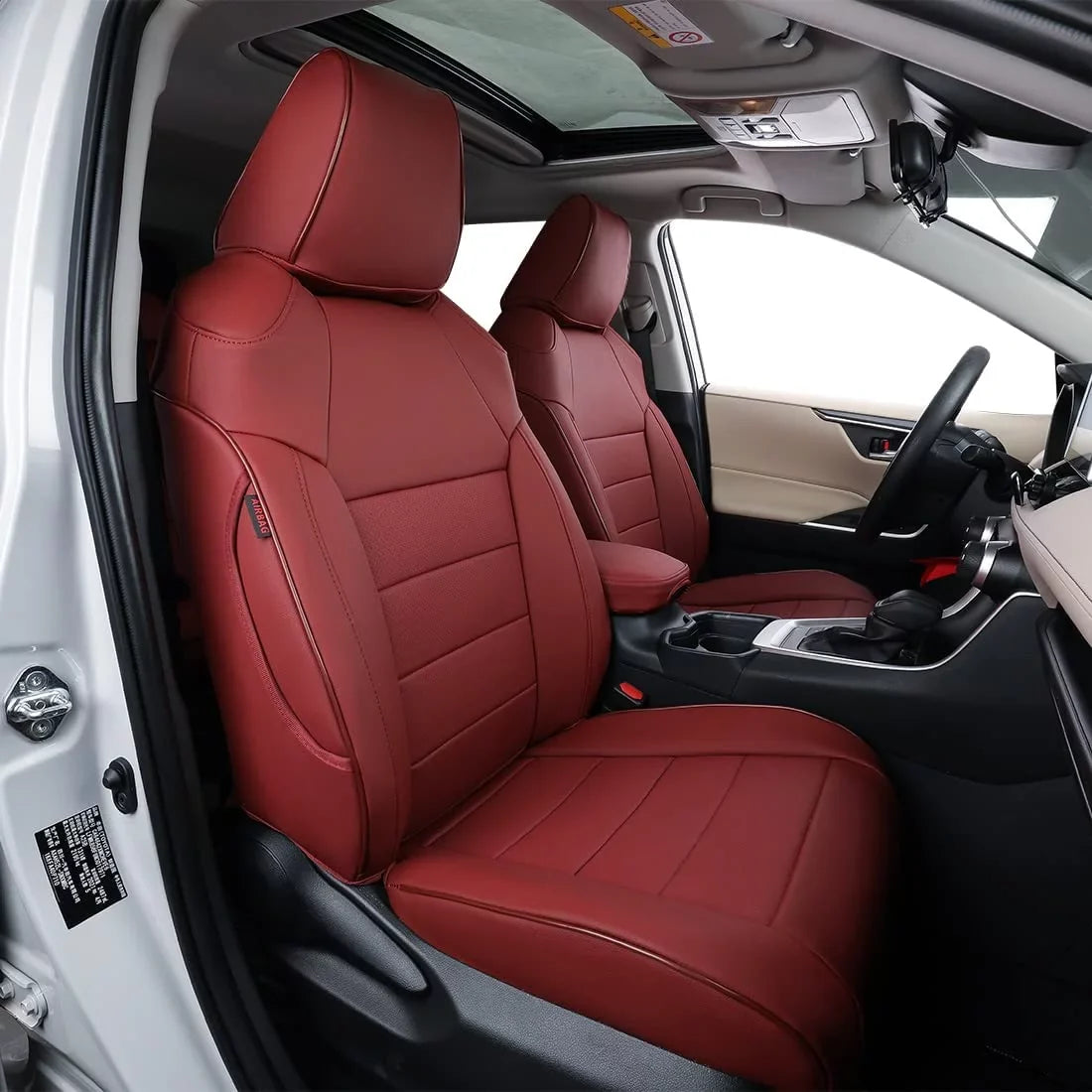 Custom Fit Taos Car Seat Covers for Volkswagen Taos   2022 2023 -Full Set Leather Auto Seat Covers(Burgundy)