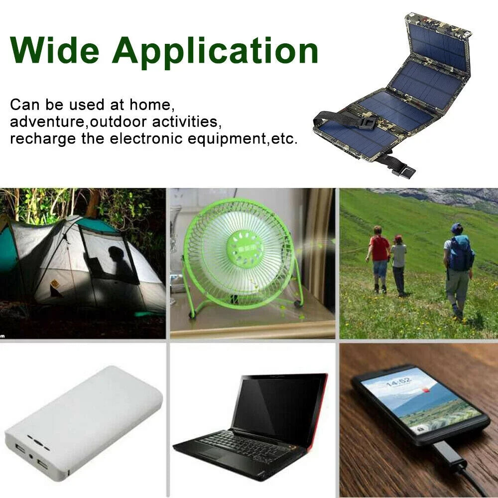Outdoor 80W  Solar Panel Folding Power Bank Camping Hiking Phone Charger