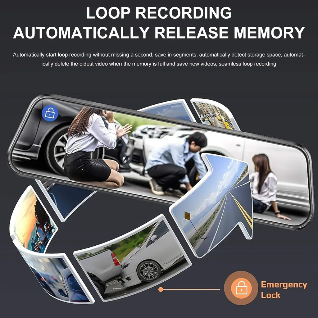 10" Mirror Dash Cam,Kepeak 1080P  Full Touch Screen Front and Rear View Backup Camera,-Sensor, Parking Monitor, 170° Wide Angle,with 5.5 Meters Cable