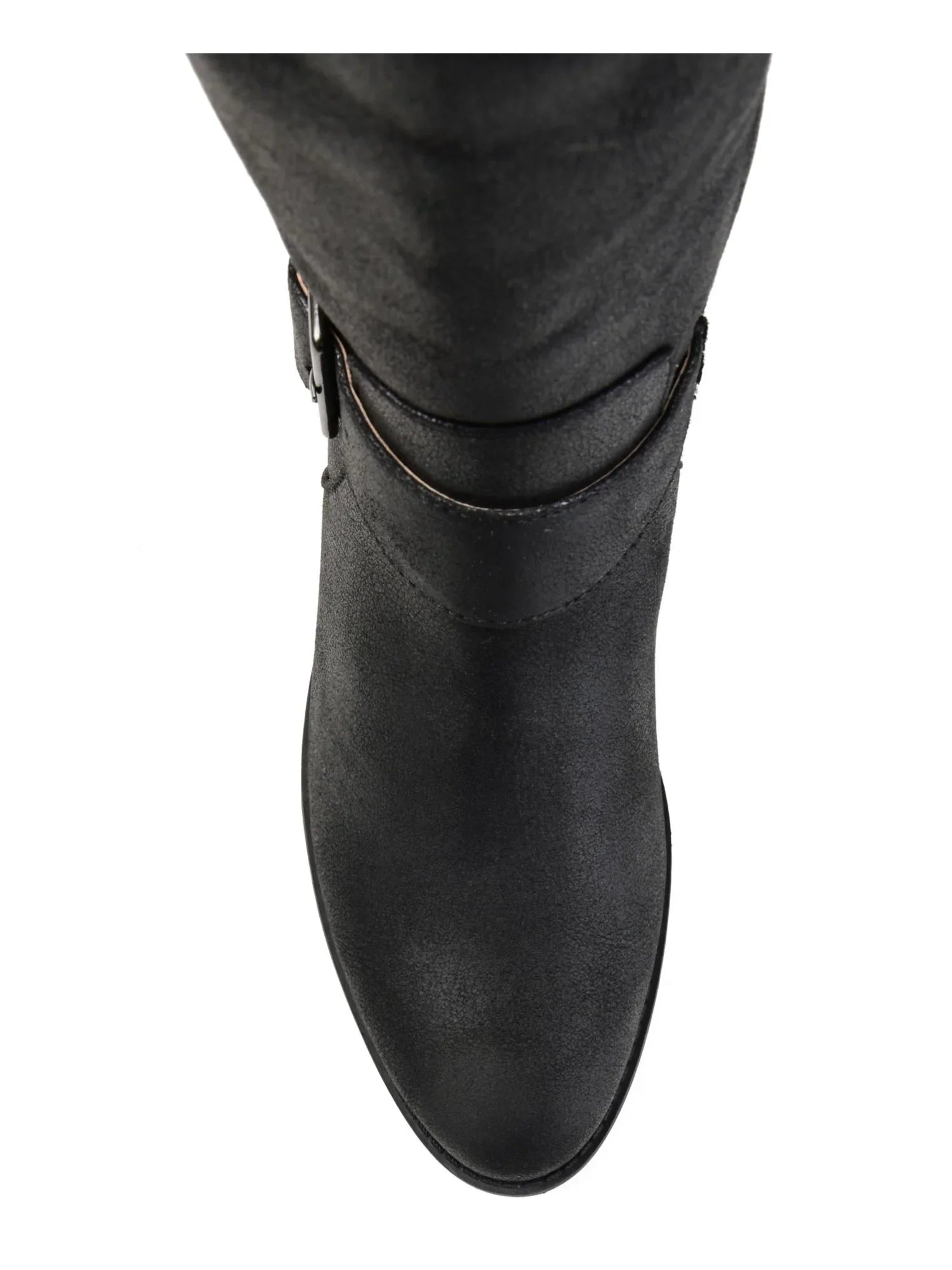 Womens Black Goring Extra Wide Calf Buckle Accent Wide Calf Winona Almond Toe Block Heel Zip-Up Riding Boot 7.5