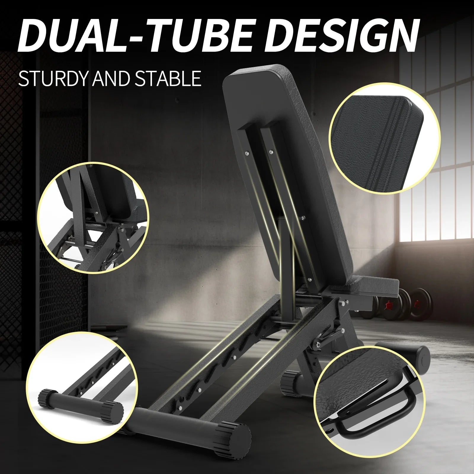 Adjustable Weight Bench, Strength Training Benches for Full Body Workout, 880 Pounds Capacity Foldable Incline Bench Set for Home Gym