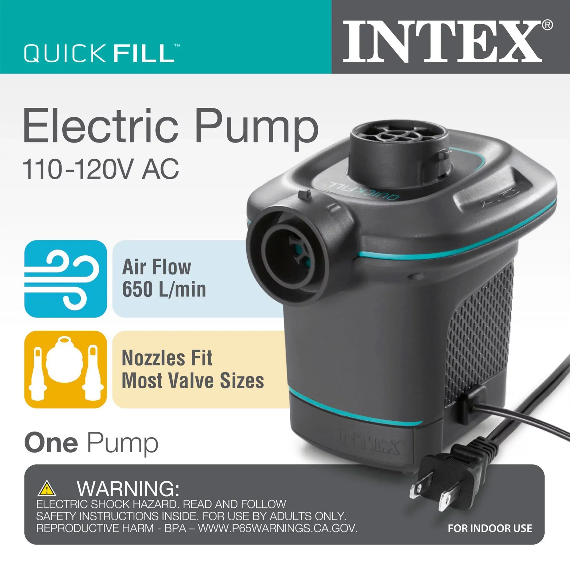 Intex 7.08'x 30" Family Lounge Pool w/ Built In Bench & 120V Electric Air Pump