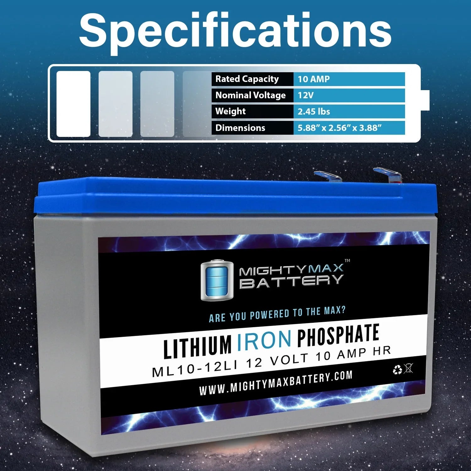 12V 10AH Lithium Replacement Battery Compatible with Marcum -1Pro - 3 Pack
