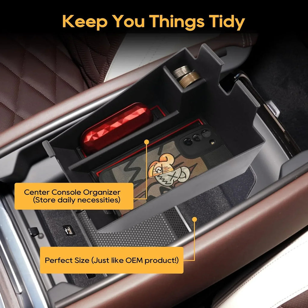 Center Console Organizer for 2019 2020 2021 2022+        Armrest Center Console Organizer Tray Accessories with Coin Sunglasses Holder Secondary Insert Storage Box for