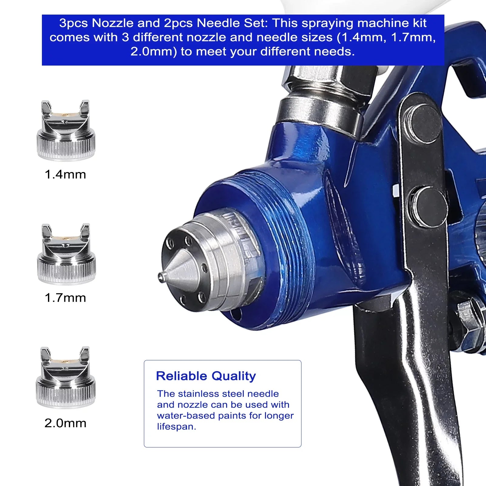 Pinnaco  Car Paint Spraying Tool Set, Large Capacity Air Sprayer, Stainless Steel Airbrush Kit, Auto Paint Repairing Device