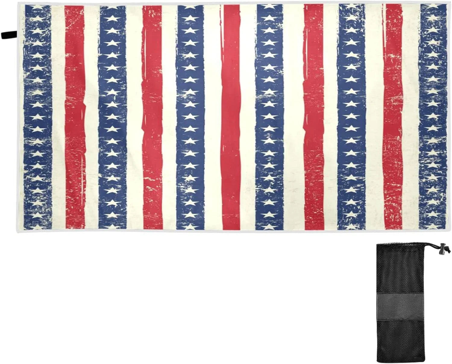 Bestwell American Flag Stripes Beach Towel - Lightweight Compact Oversized Travel Towels - Super Absorbent Quick Dry Towel for Swimming Camping Holiday（90）