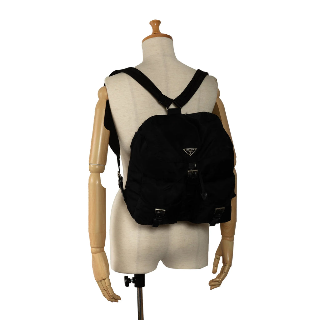 Pre-Owned Authenticated Prada Tessuto Backpack Nylon Fabric Black Unisex (Fair)