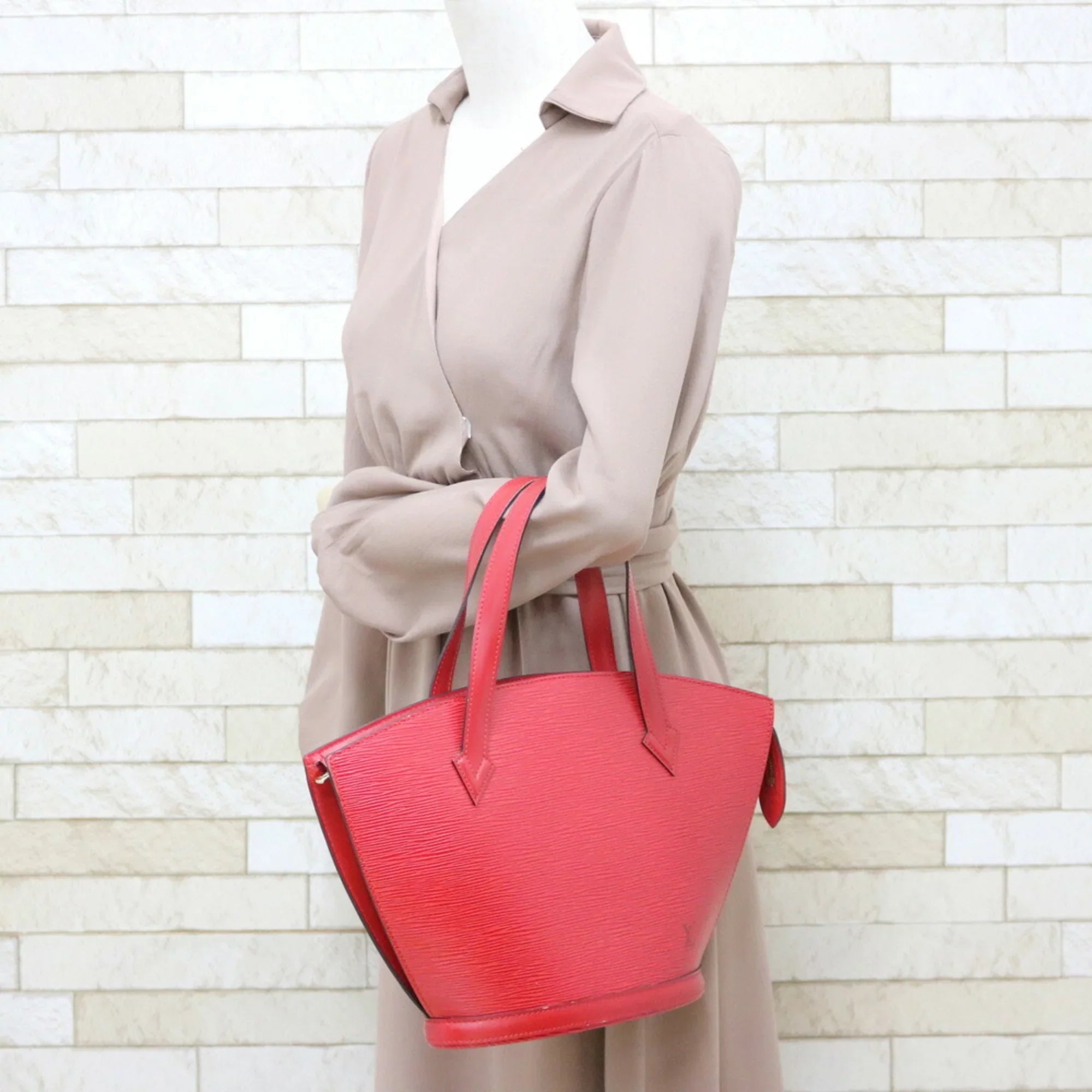 Pre-Owned   Louis Vuitton Handbag Epi Sun Jack  Red Castilean Ladies Leather (Fair)