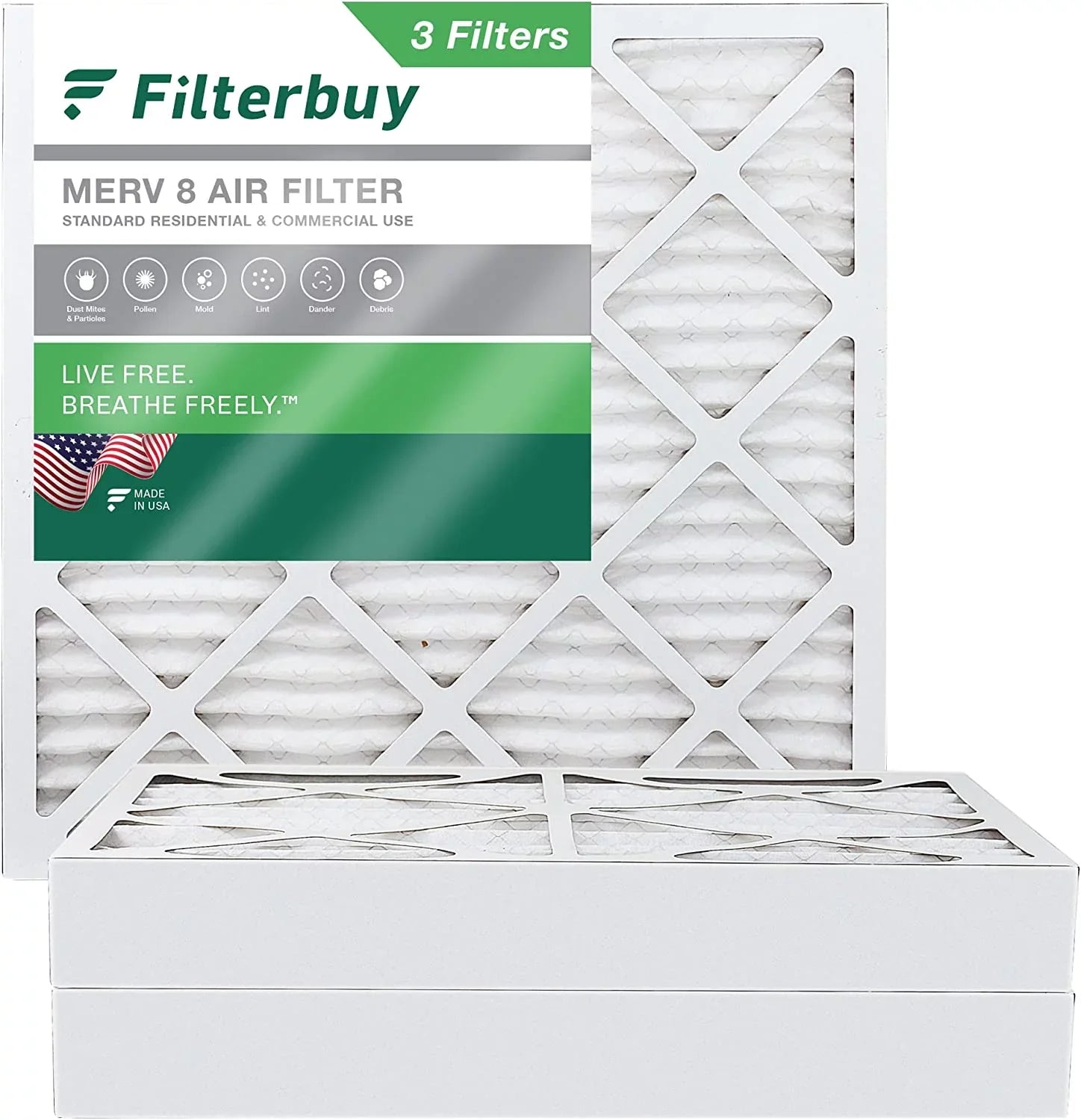 Filterbuy 12x12x4  8 Pleated   Furnace Air Filters (3-Pack)