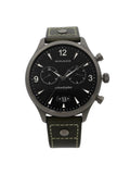 Movado Heritage Gunmetal Steel Green Leather Black Dial Quartz Watch 3650029 Pre-Owned
