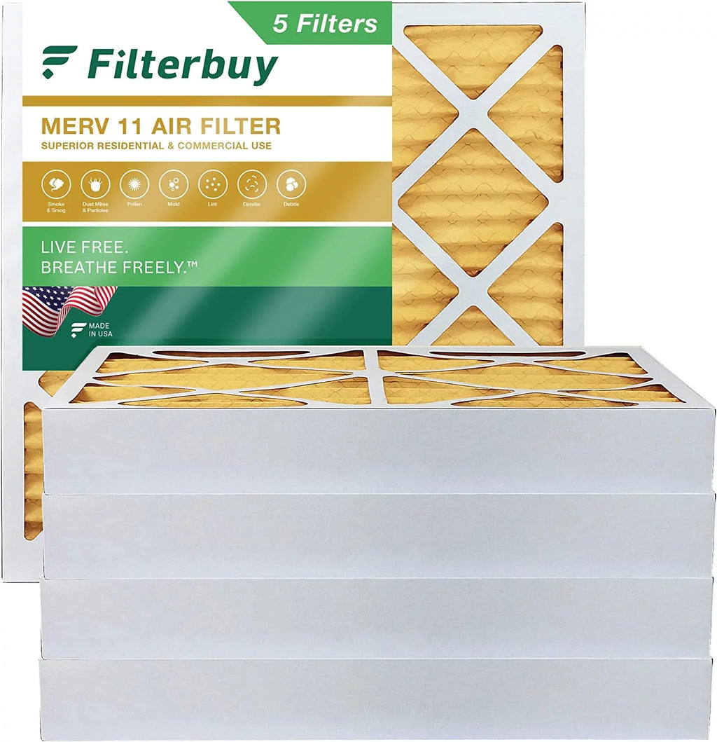Filterbuy 20x20x4  11 Pleated   Furnace Air Filters (5-Pack)