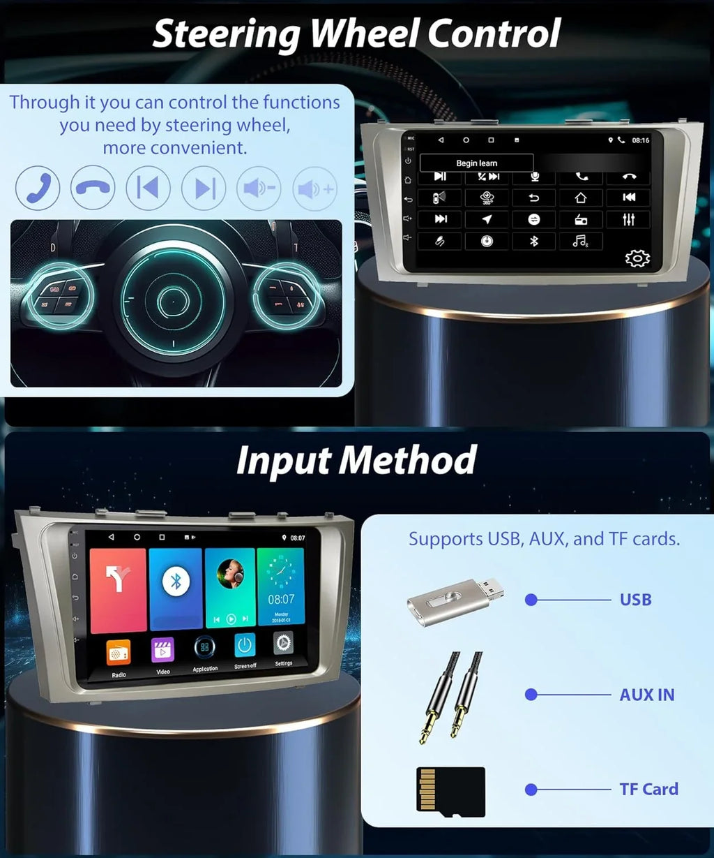 2G+32G  Carplay Android Car Stereo for Toyota Camry 2006-2011, 9 Inch Touch Screen Android Auto Car Radio Bluetooth  Navigation WiFi    Camry Radio + Backup Camera
