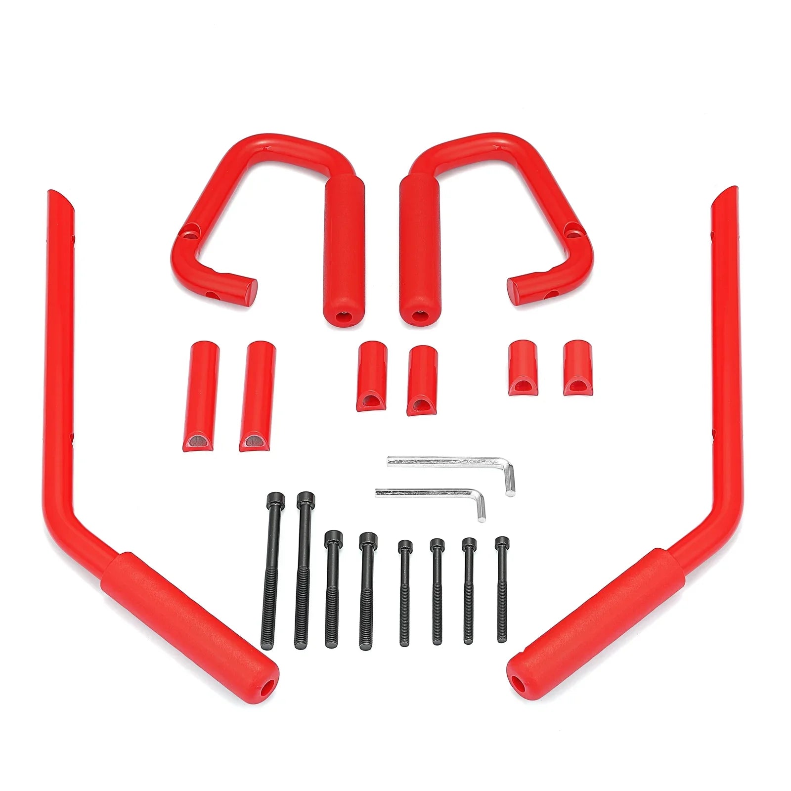 '-  Powder Coated Red Aluminum Full Front & Rear Grab Bar Handles Set for 07-18 Jeep Wrangler