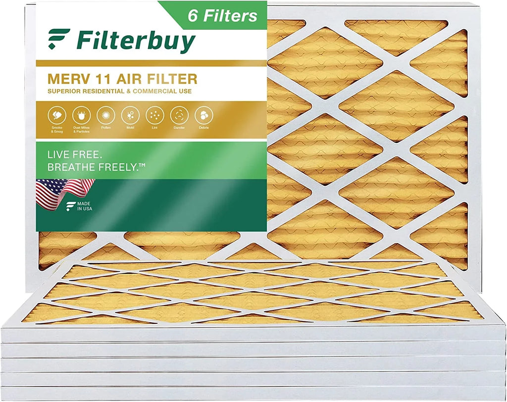 Filterbuy 14x25x1  11 Pleated   Furnace Air Filters (6-Pack)
