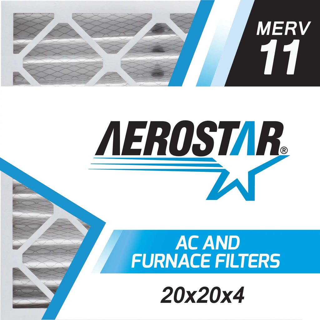 Aerostar 20x20x4   11, Pleated Air Filter, 20 x 20 x 4, Box of 3, Made in the