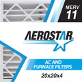 Aerostar 20x20x4   11, Pleated Air Filter, 20 x 20 x 4, Box of 3, Made in the