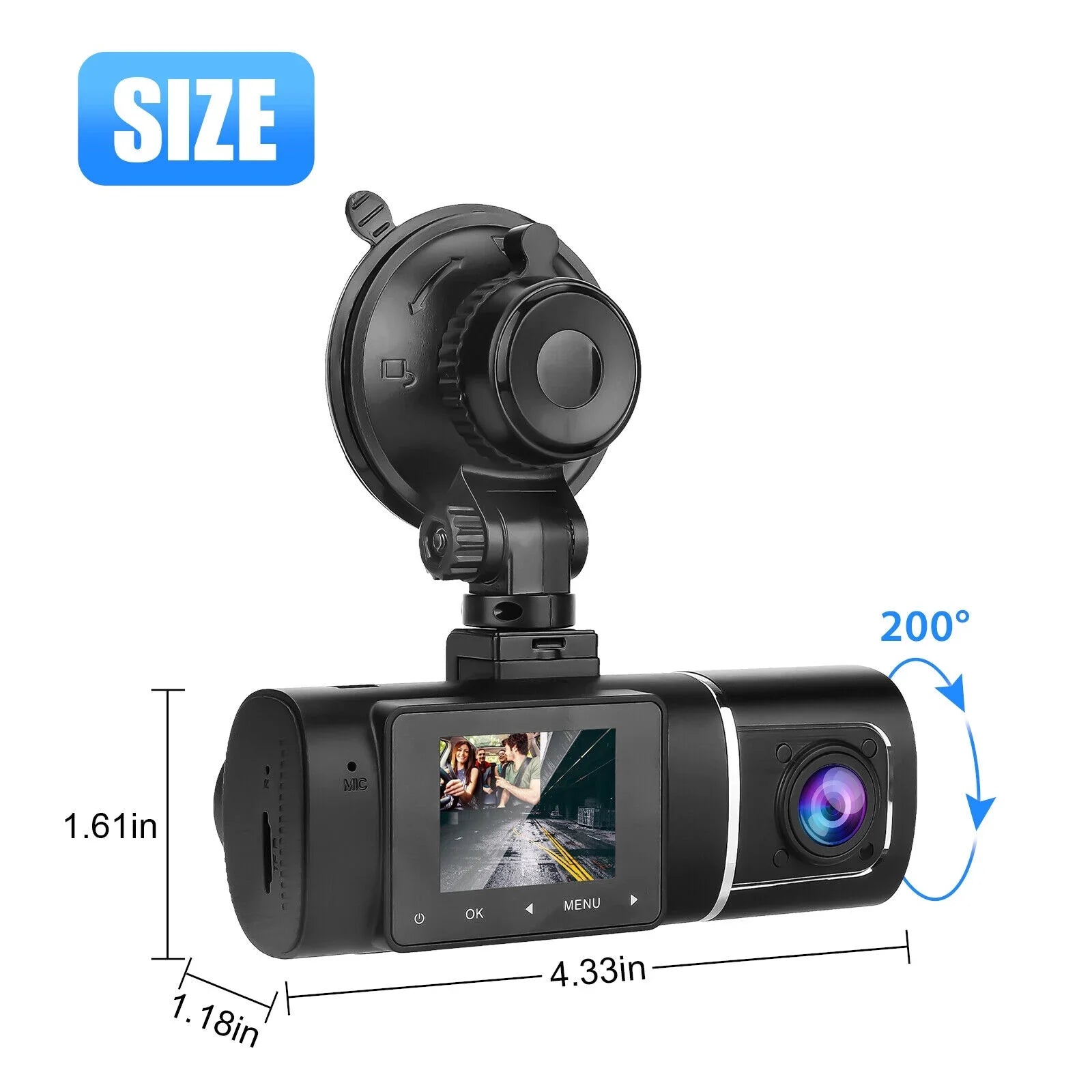 Dual Lens Car  Dash Cam Video Recorder -Sensor 1080P  Front+Inside Camera