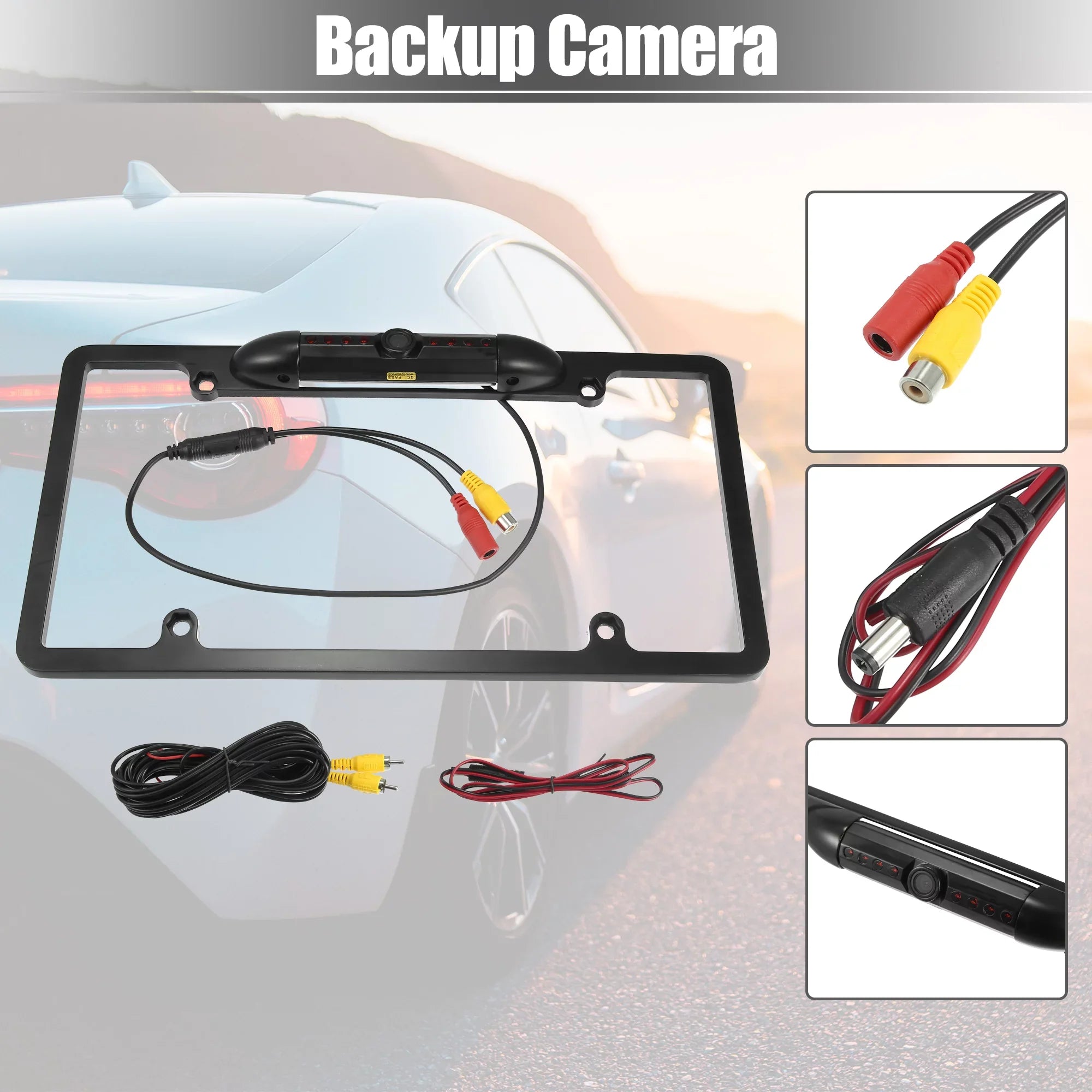 12V 480P Universal Wide Angle Backup License Plate Backup Camera Vision Rear View Camera for Car  Waterproof