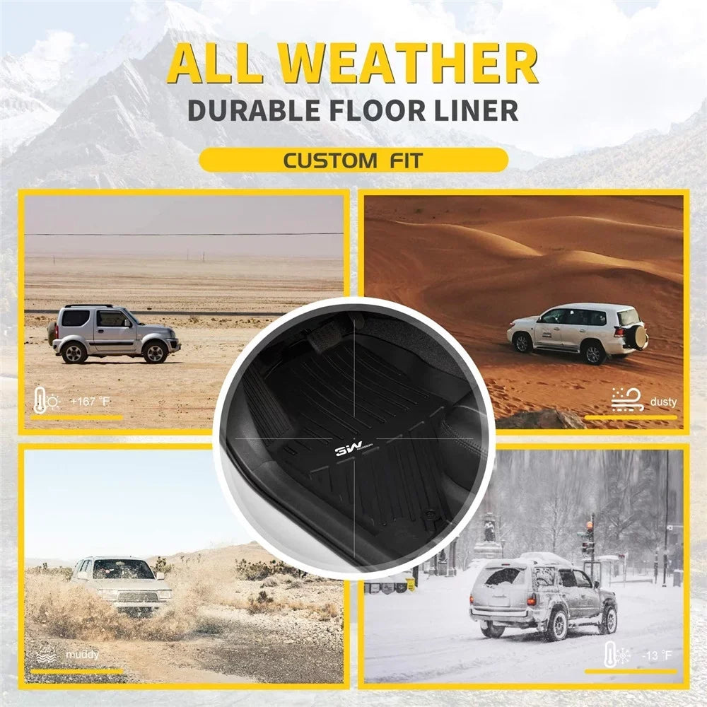 3W Cargo Liner for Jeep Wrangler  2018 2019 2020 2021 with subwoofer All Weather Trunk Mat for  Unlimited 4-Door (Not for ), Black