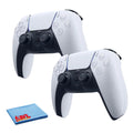 PlayStation 5,  DualSense Wireless Controller - White Bundle With 2x Controllers + 6Ave Microfiber Cleaning Cloth