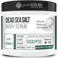 pureSCRUBS Premium Organic Body Scrub Set - Large 16oz    - Pure Dead Sea Salt Infused Organic Essential Oils & Nutrients +  Wooden Spoon, Loofah & Mini Exfoliating Bar Soap