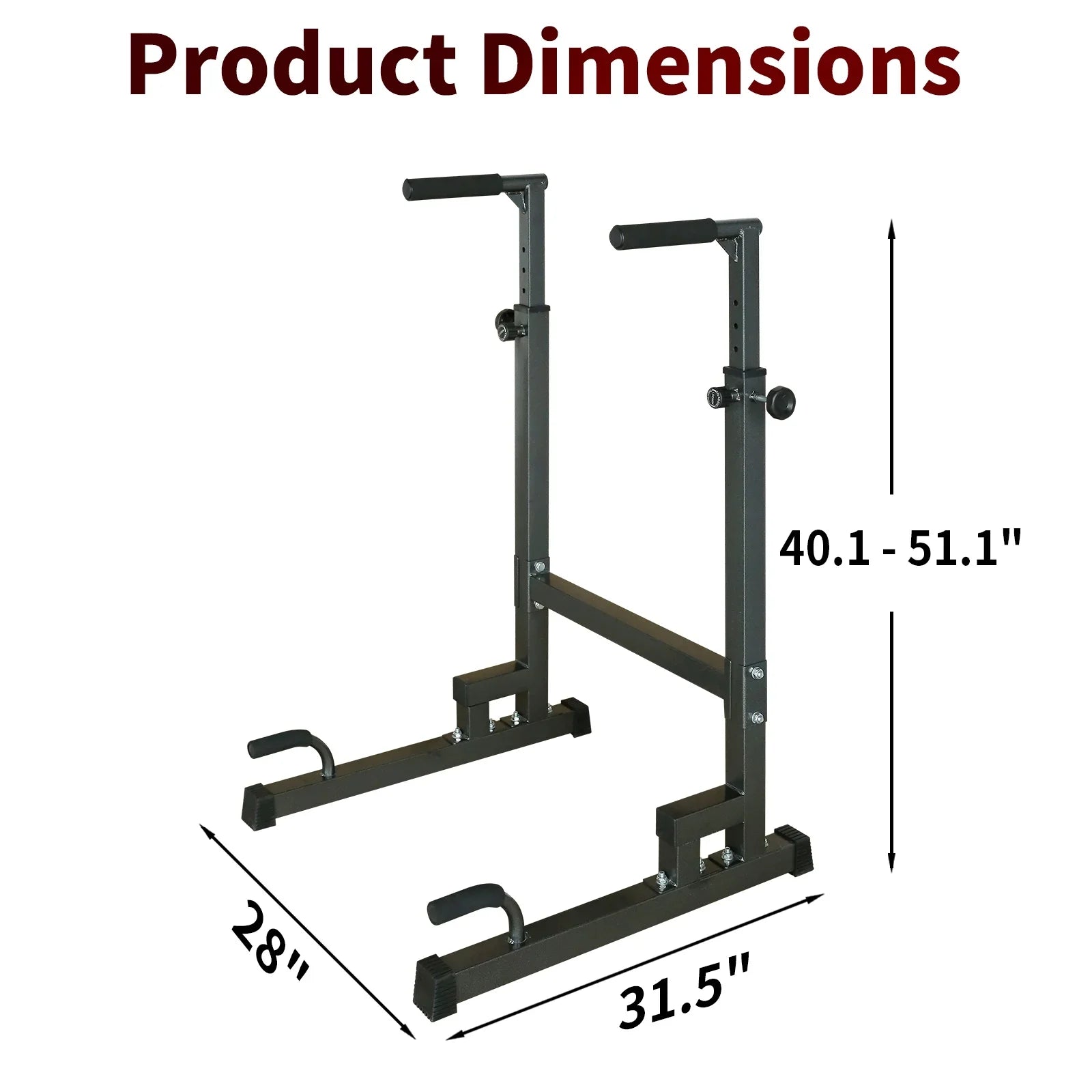 Adjustable Power Tower Dip Stand Station with Bench Pull Up Bar - Heavy Duty Multi-Function Fitness Equipment for Home Gym, Black