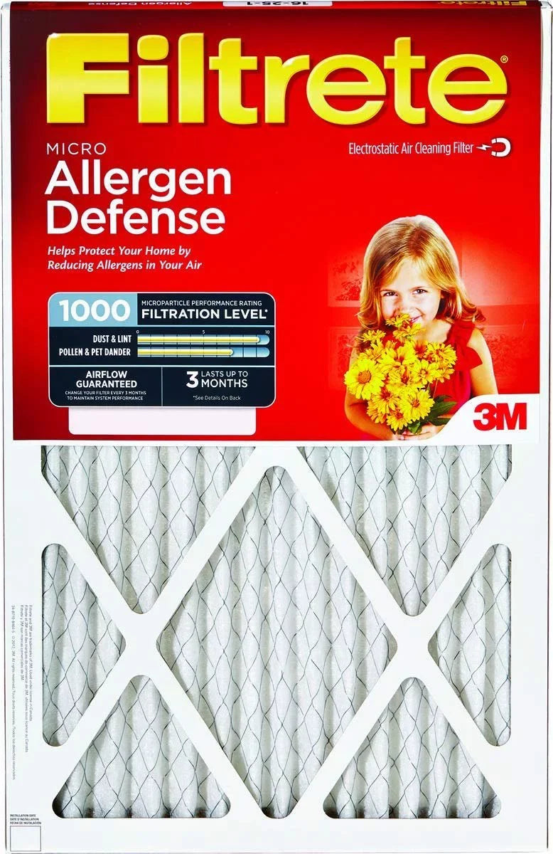 3M 9801-2PK- Filtrete Furnace Filter, Allergen Defense Red Micro or Micron or Microfiber Pleated, 16x25x - Quantity 3
