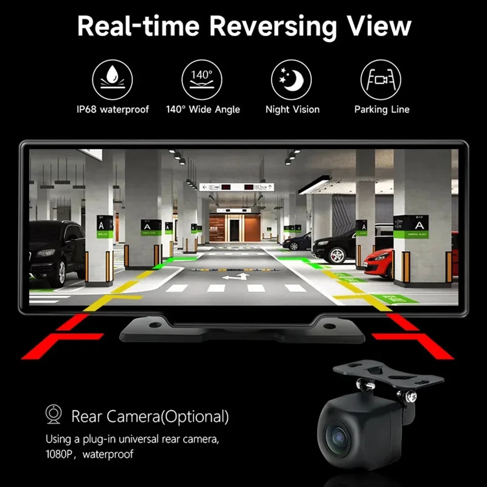 Masslatie 10.26 Inch Dash Cam Rearview Camera Carplay & Android Auto   Navigation Video Dashboard Mirror Monitor Car ,Front camera
