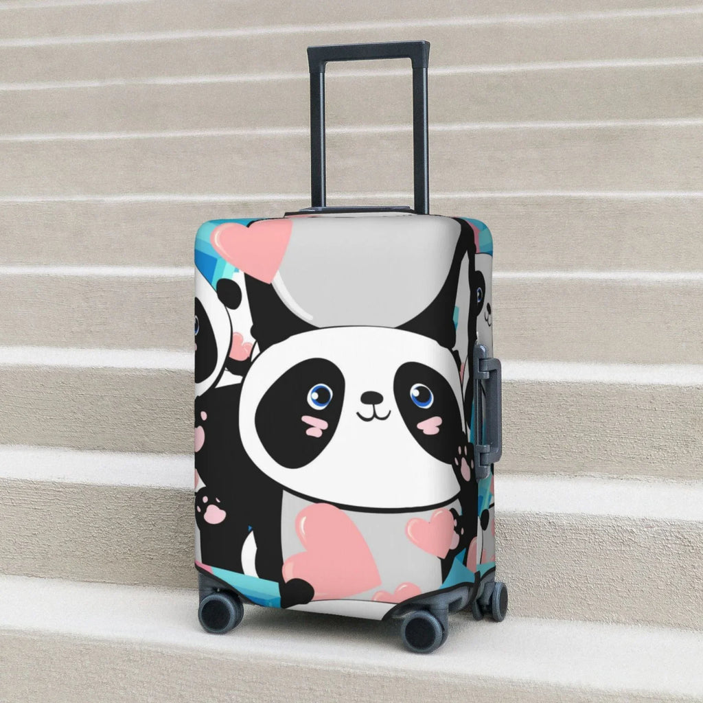 Haiem Panda Cute Pink Hearts Luggage Cover,Durable, Washable Suitcase Protector With Anti-Scratch Technology - Keep Your Luggage Looking New Medium