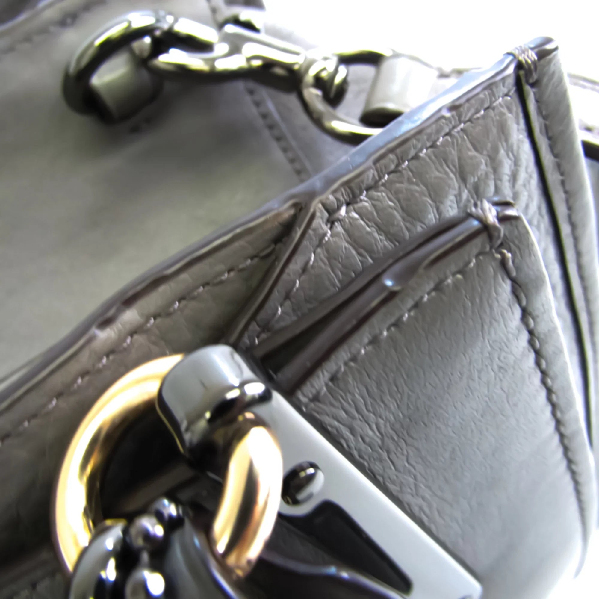 Pre-Owned Coach Womens Leather Handbag Shoulder Bag Gray (Good)