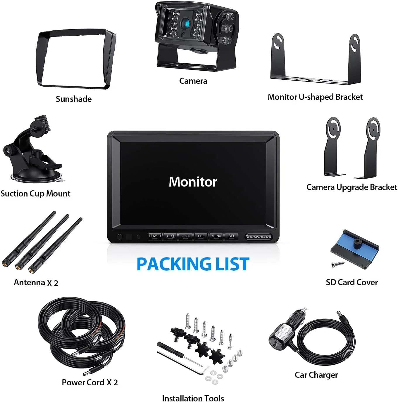 Wireless Backup Camera 7'' 1080P   Monitor  Waterproof Night Vision Parking System for /Truck/Trailer/Van/Bus